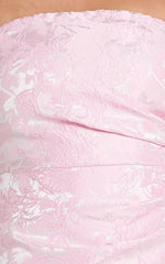 Laila Mini Dress – Pink Jacquard Strapless A-Line Party Dress