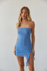 Yvie Strapless Ruffle Drape Mini Dress