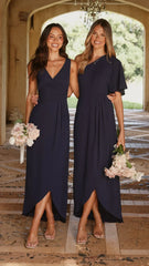 Pamela V Neck Maxi Dress - Navy