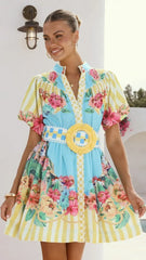Talisha Mini Dress - Positano Blue