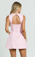 Make a Statement in the Garrett Mini Dress – Chic Square Neck Fit & Flare in Vibrant Pink