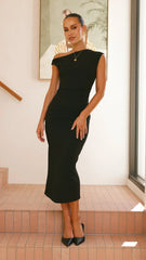 Lilah Midi Dress - Black