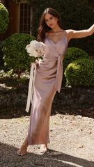 Yasmeen Tie Front Maxi Dress - Dusty Pink