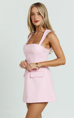 Make a Statement in the Garrett Mini Dress – Chic Square Neck Fit & Flare in Vibrant Pink