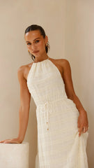 Melanie Halter Neck Maxi Dress - Cream