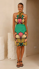 Portugal Twist Halter Mini Dress - Apple