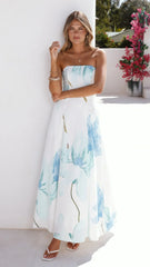 Lila Strapless Maxi Dress - Wildflower Blue