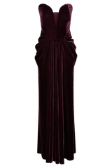 Paige Strapless Velvet Maxi Dress - Plum