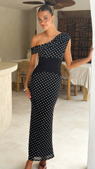 Bonnie Maxi Dress - Black/White Polka