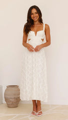 Jenny Side Cut Midi Dress - Cream