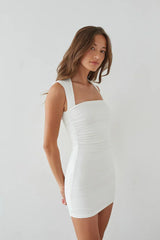 Layla Square Neck Ruched Bodycon Mini Dress