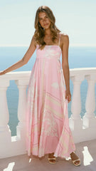 Kaethe Maxi Dress - Pink/White