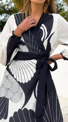 Cassidy Long Sleeve Mini Dress - White/Navy