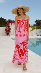 Elidie Strapless Maxi Dress - Pink/Red Tide