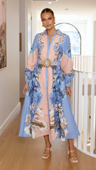 Naliah Long Sleeve Maxi Dress - Willow Blue