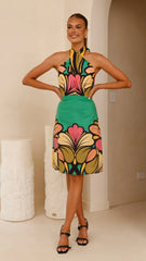 Portugal Twist Halter Mini Dress - Apple