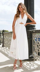 Wesley Halter Neck Maxi Dress - White