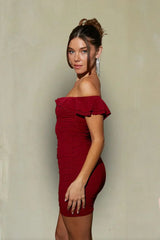 Dahlia Off the Shoulder Ruffle Bodycon Mini Dress