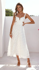 Jenny Side Cut Midi Dress - Cream