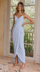 Charlotte Draped Maxi Dress - Blue