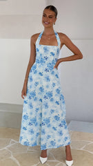 Mady Maxi Dress - Blue Floral
