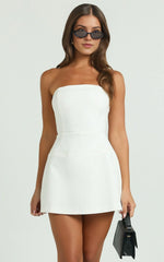 Benson Playsuit – Strapless Fit & Flare Romper in Crisp White