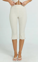 Susannah Cream Pinstripe Split-Hem Cropped Trousers – Tailored Elegance in Motion