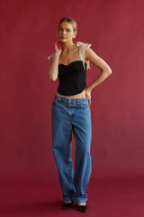 Felicity Contrast Ribbon Bustier Top