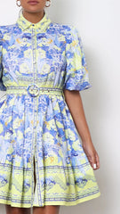 Kalliope Mini Dress - Blue/Yellow