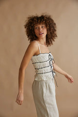 Alicia Ruffle Smocked Bow Top