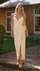Charlotte Draped Maxi Dress - Yellow