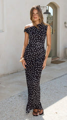 Lilani Maxi Dress - Black/White Polka Dot