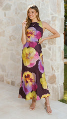 Helenie Maxi Dress - Purple/Yellow Floral