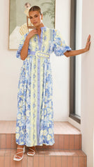 Claudelle Maxi Dress - Blue/Yellow