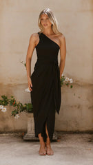Clara One Shoulder Maxi Dress - Black