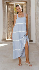 Lavina Maxi Dress - Blue/White