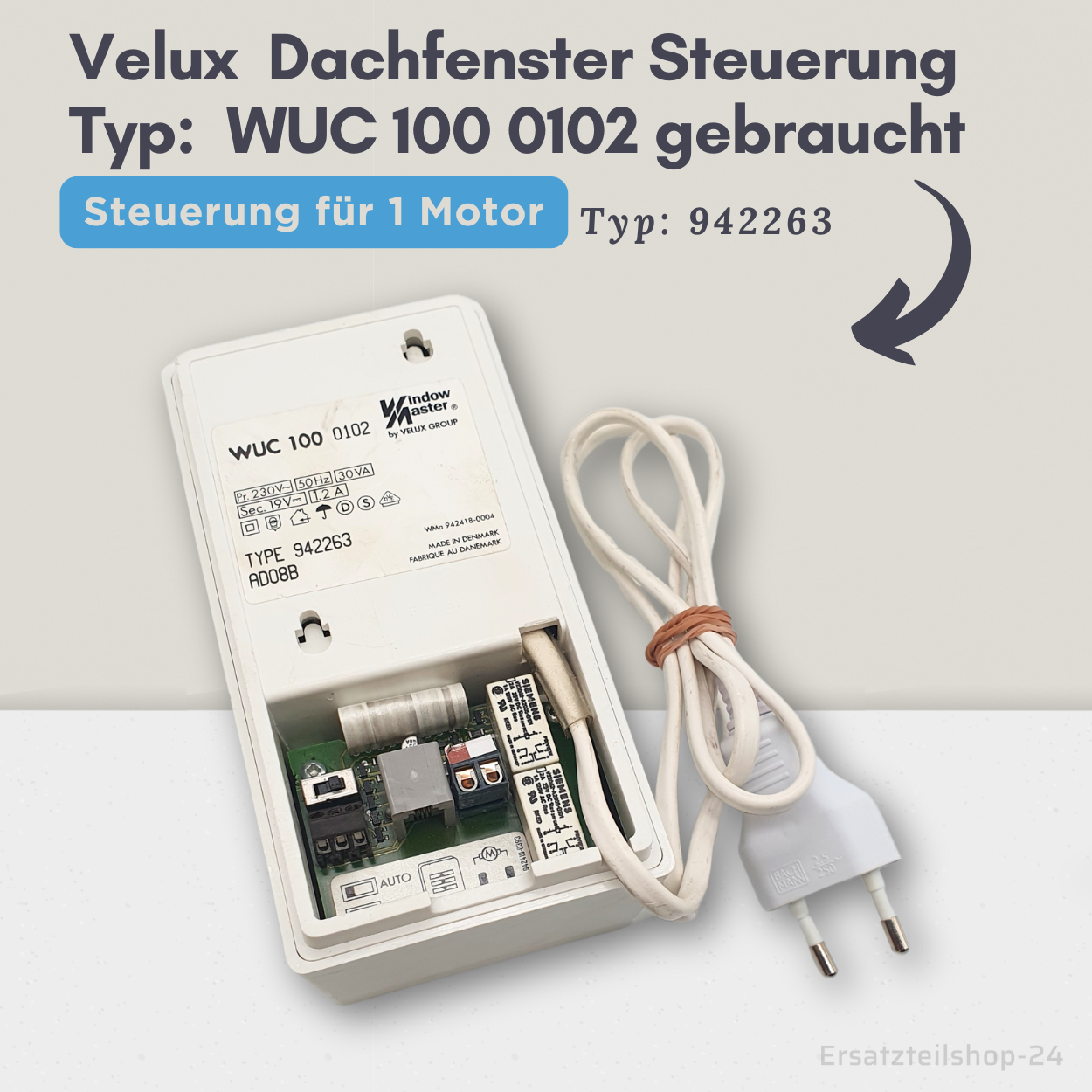 Velux Steuerung WUC 100 0102, Typ 942263 für 1 Motor, gebraucht #555