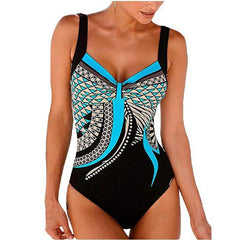 Strap retro printed sexy backless ladies one-piece swimsuit