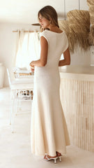Tanaya Knit Off Shoulder Maxi Dress - Natural