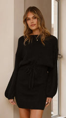 Feya Knit Mini Dress - Black