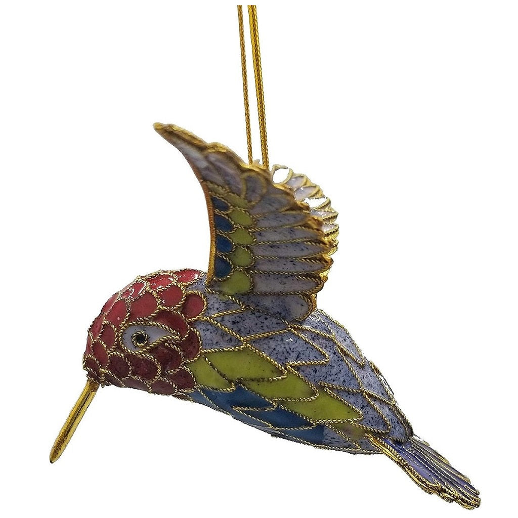 Hummingbird with red, green & purple feathers.