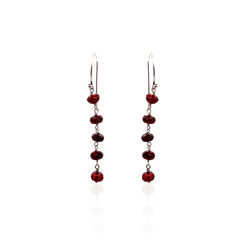 Estate Sterling Silver Garnet Bead Drop Earrings