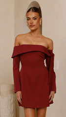Halen Long Sleeve Mini Dress - Wine