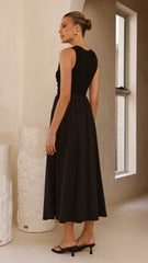 Aria Sleeveless Midi Dress - Black