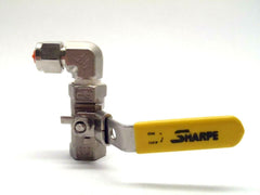 CF8M 58876 | Sharpe 58876 3/8"NPT Stainless Ball Valve CF8M w/ 90 Degree Compression Fitting - Used - Maverick Industrial Sales