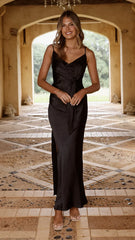 Yasmeen Tie Front Maxi Dress - Black