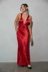 Illianna Open Back Satin Maxi Dress