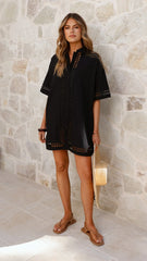 Halia Mini Shirt Dress - Black
