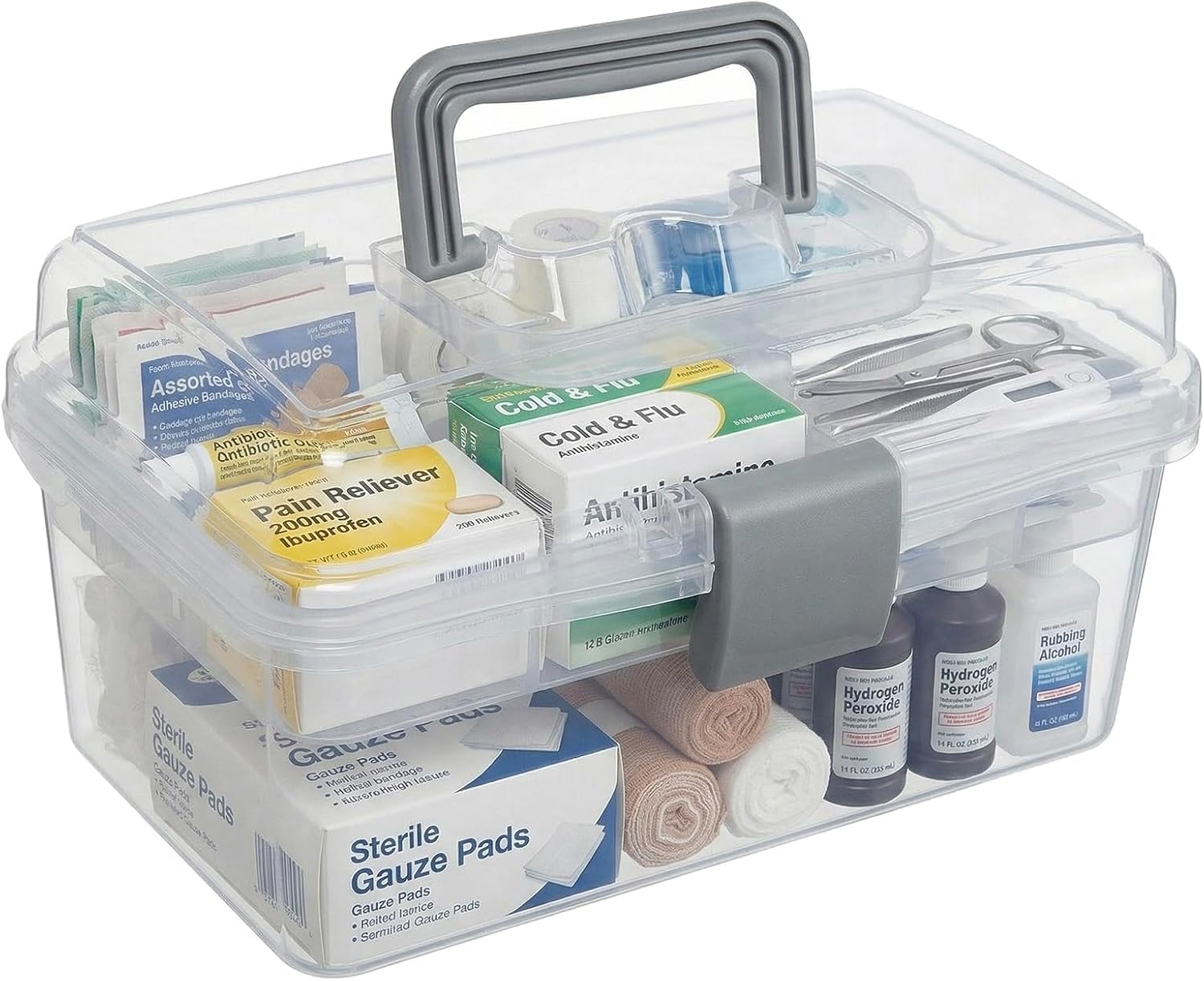 MyGift 10.2 Inch Transparent Plastic Empty Arts and Crafts Tackle Box