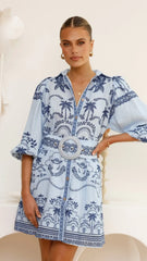 Xander Long Sleeve Mini Dress - Indigo